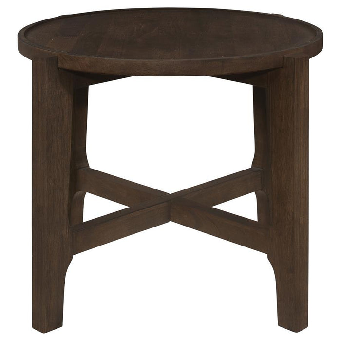 Cota - Round Solid Wood End Table - Dark Brown
