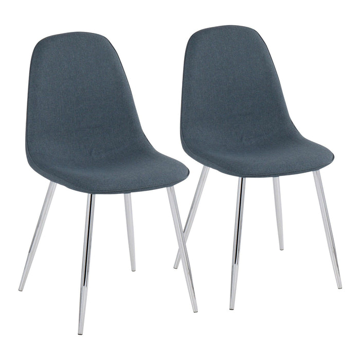 Pebble - Chair - Chrome And Blue Fabric (Set of 2)