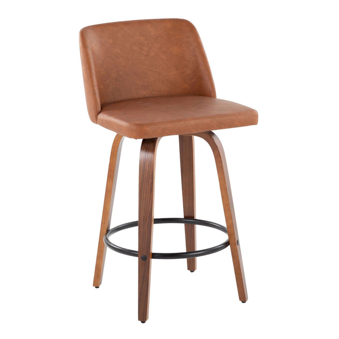 Toriano - 26" Fixed-height Counter Stool (Set of 2) - Walnut And Camel