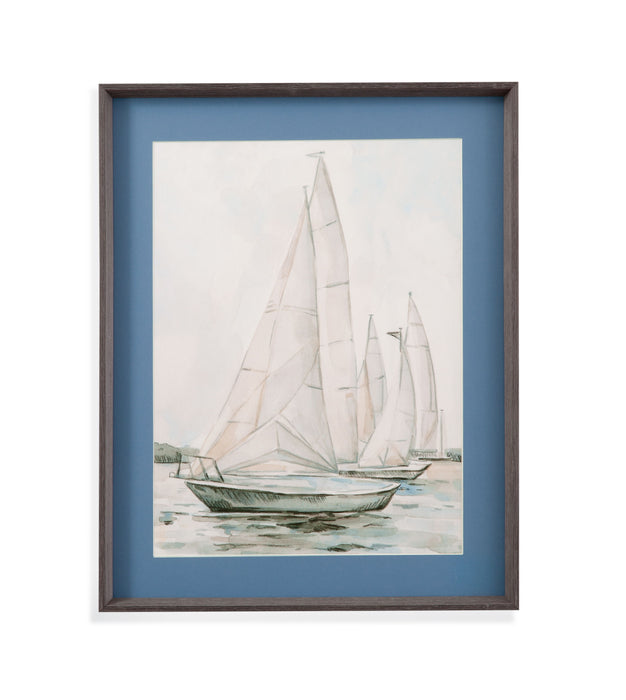 Sail Scribble II - Framed Print - Blue