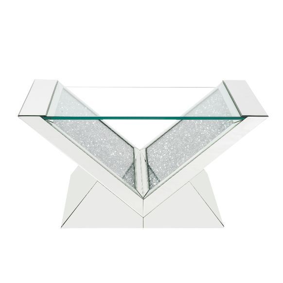 Noralie - Coffee Table - Clear Glass, Mirrored & Faux Diamonds