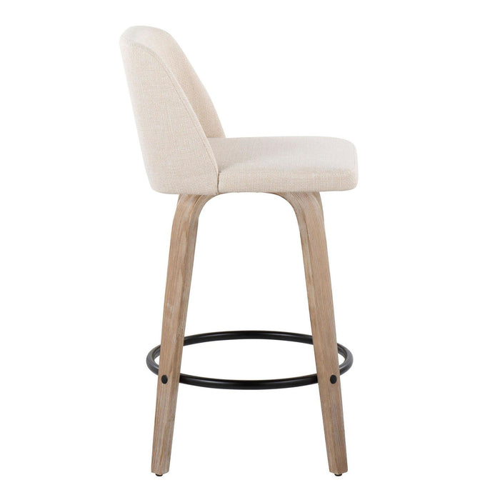 Toriano - 26" Fixed-height Counter Stool (Set of 2) - Cream Noise And Whitewashed