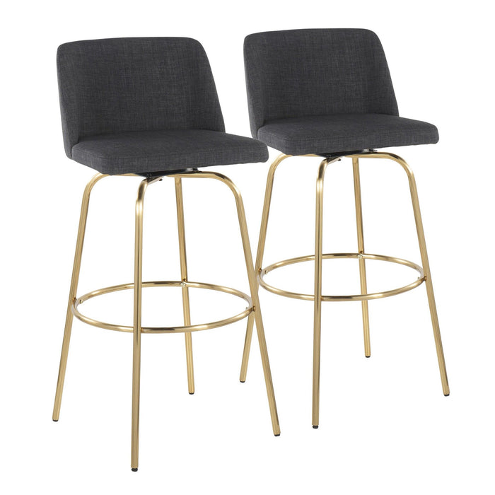 Toriano - 30" Fixed-height Barstool (Set of 2) - Charcoal And Gold