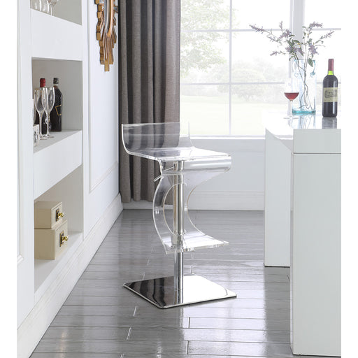 Chintaly 4029-AS Contemporary Pneumatic-Adjustable Stool w/ Acrylic Seat