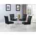 Chintaly 4038 Contemporary Dining Set w/ Round Glass Dining Table & Parson Chairs - Black