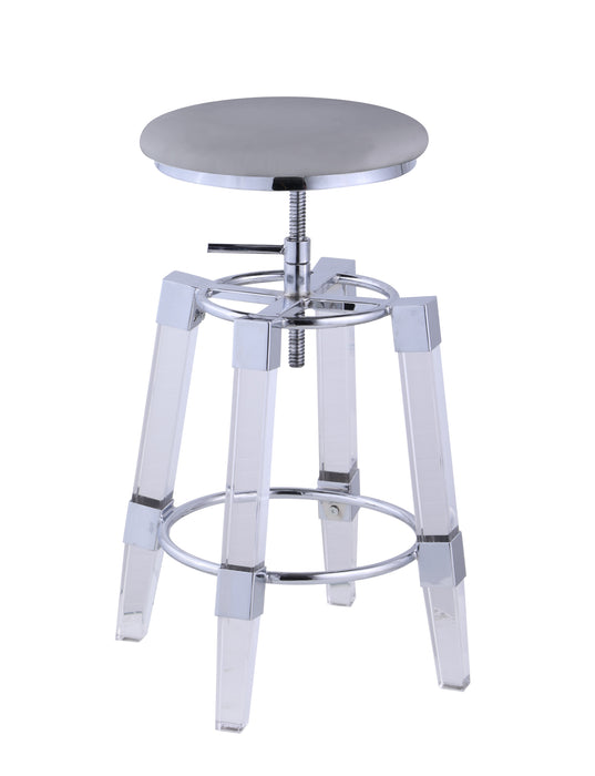 Chintaly 4038-AS Contemporary Rotation-Adjustable Stool w/ Upholstered Seat - Gray
