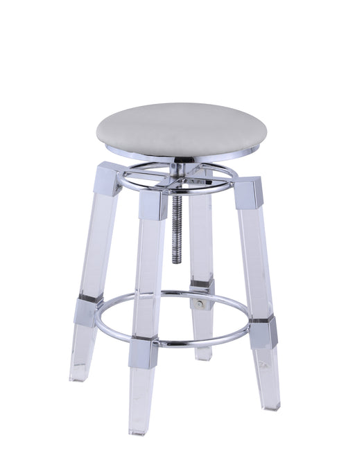 Chintaly 4038-AS Contemporary Rotation-Adjustable Stool w/ Upholstered Seat - Gray