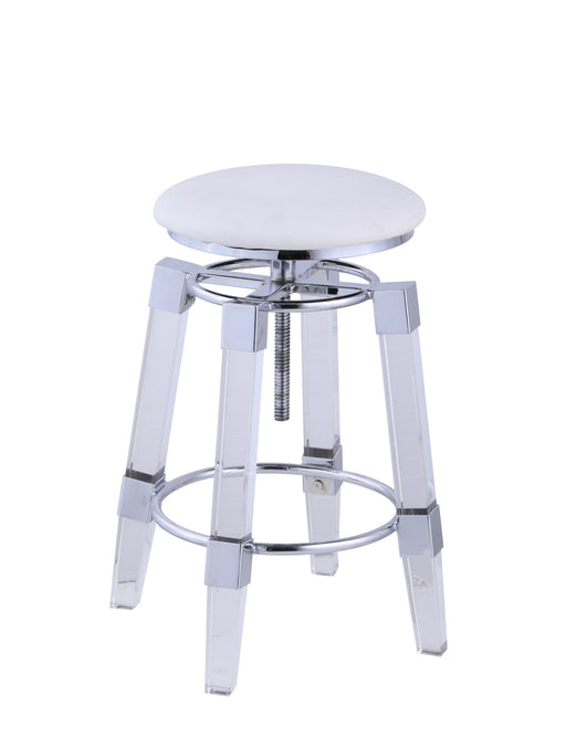 Chintaly 4038-AS Contemporary Rotation-Adjustable Stool w/ Upholstered Seat - White