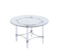 Chintaly 4038 Contemporary Dining Set w/ Round Glass Dining Table & Parson Chairs - Gray
