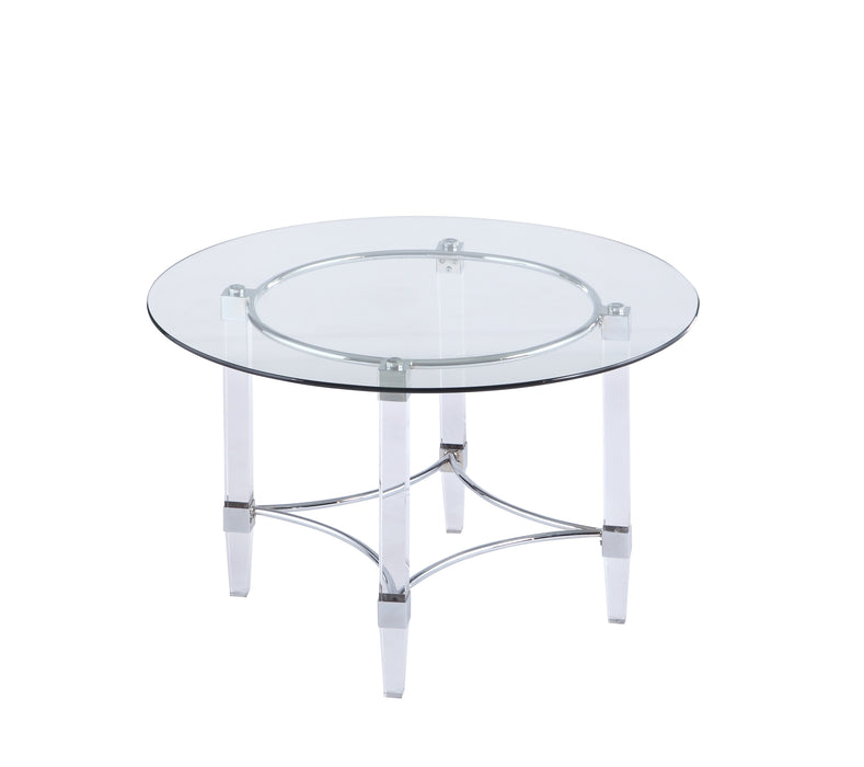 Chintaly 4038 Contemporary Round Glass Top Dining Table