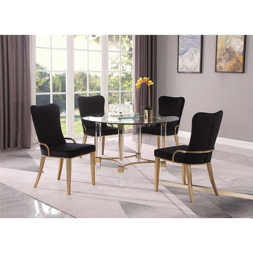 Chintaly RILEY-SC Contemporary Side Chair w/ Golden Legs - 2 per box - Black