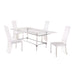 Chintaly 4038 Contemporary Dining Set w/ Rectangular Glass 36" x 60" Dining Table & Acrylic High-Back Side Chairs