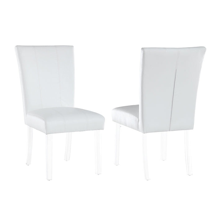 Chintaly 4038 Contemporary Dining Set w/ Rectangular Glass 42"x 72" Dining Table & Parson Chairs - White