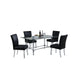 Chintaly 4038 Contemporary Dining Set w/ Rectangular Glass 36"x 60" Dining Table & Parson Chairs - Black