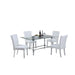 Chintaly 4038 Contemporary Dining Set w/ Rectangular Glass 36"x 60" Dining Table & Parson Chairs - White