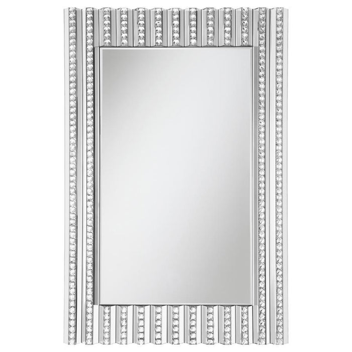 Aideen - Rectangular Wall Mirror With Vertical Stripes Of Faux Crystals
