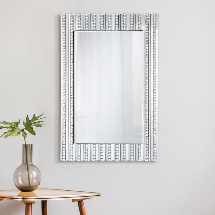 Aideen - Rectangular Wall Mirror With Vertical Stripes Of Faux Crystals