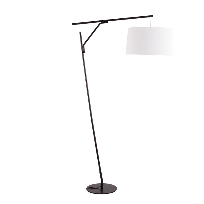 Daniella - Floor Lamp - Black Steel With White Linen Shade