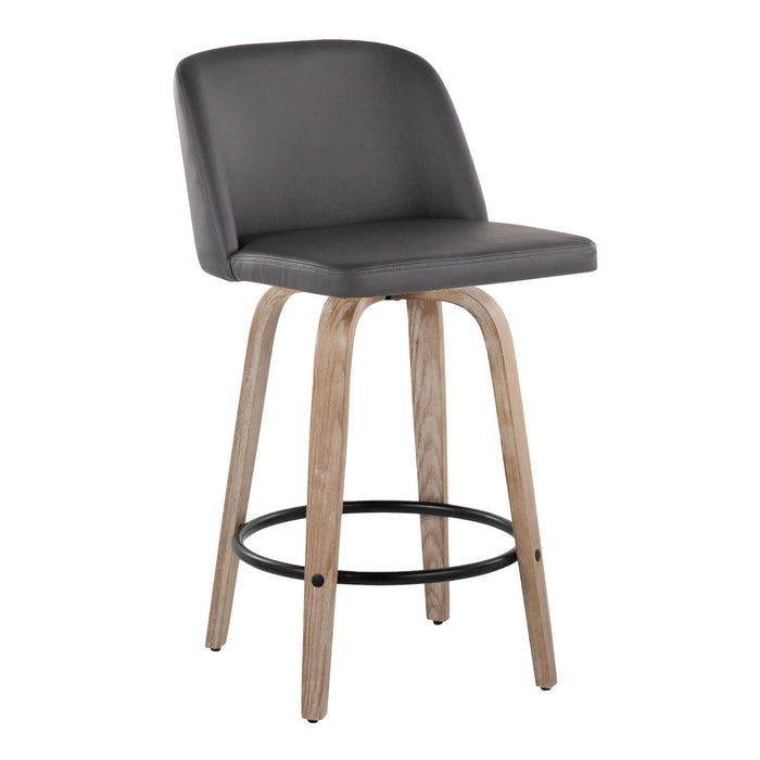 Toriano - 26" Fixed-height Counter Stool (Set of 2) - Gray And Light Brown