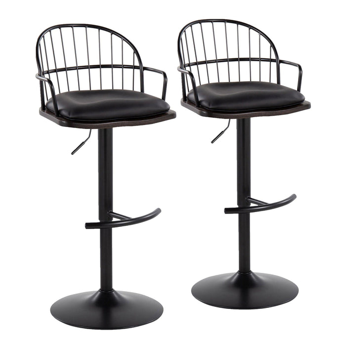 Riley - Adjustable Barstool With Arms (Set of 2) - Black