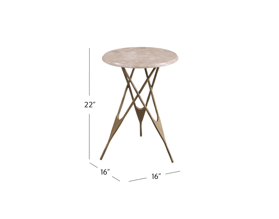 Leila - Accent Table - Antique Brass/Italian Marble
