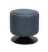 Chintaly 5035-OT Round Vintage Upholstered Ottoman - Blue