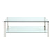 Chintaly 5080 Contemporary Rectangular Glass & Stainless Steel Cocktail Table