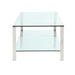 Chintaly 5080 Contemporary Rectangular Glass & Stainless Steel Cocktail Table