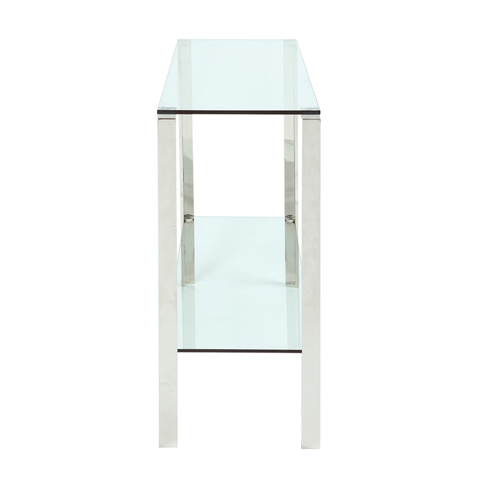 Chintaly 5080 Contemporary Rectangular Glass & Stainless Steel Sofa Table