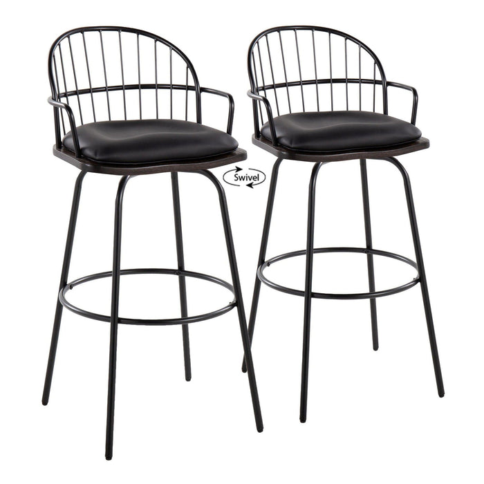 Riley - Claire - 30" Fixed-height Barstool With Arms (Set of 2) - Dark Brown