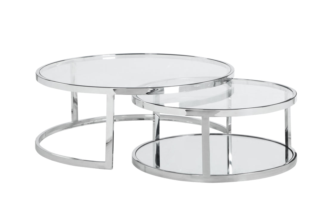 Chintaly 5509 Contemporary 2-In-1 Nesting Cocktail Table Set