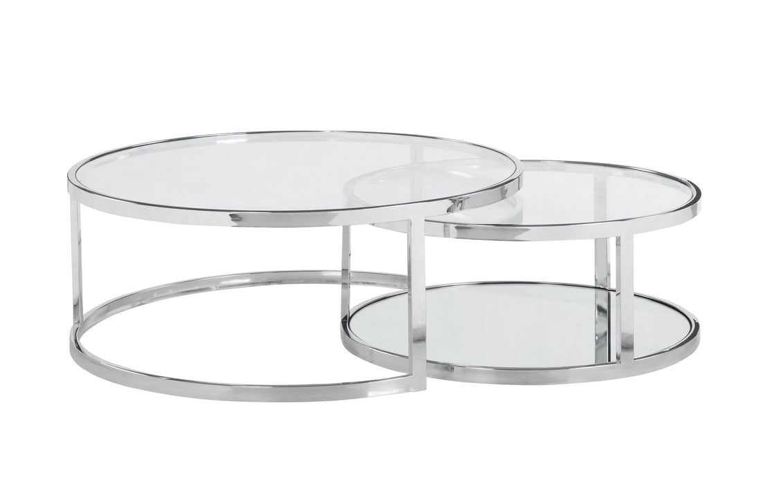 Chintaly 5509 Contemporary 2-In-1 Nesting Cocktail Table Set