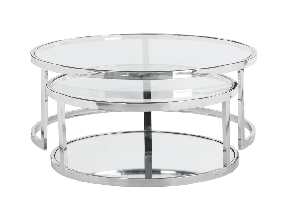 Chintaly 5509 Contemporary 2-In-1 Nesting Cocktail Table Set