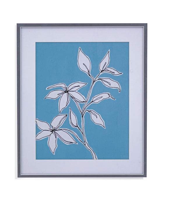 Botanic Drawing I - Framed Print - Blue