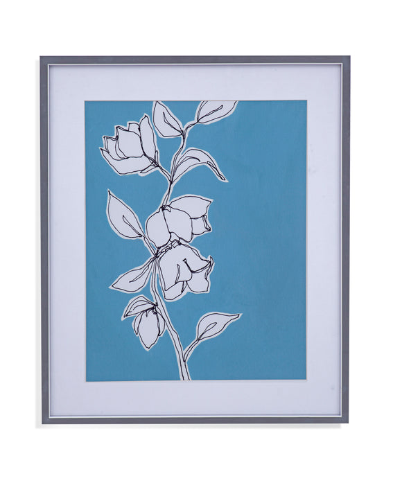 Botanic Drawing II - Framed Print - Blue