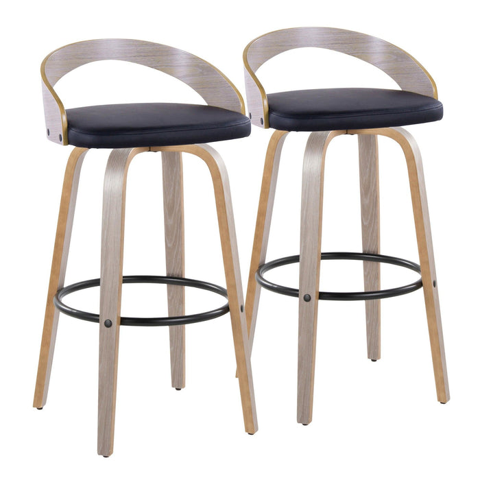 Grotto - 30" Fixed-height Barstool (Set of 2) - Black And Light Gray
