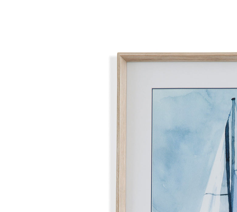 Lone Sailboat I - Framed Print - Blue