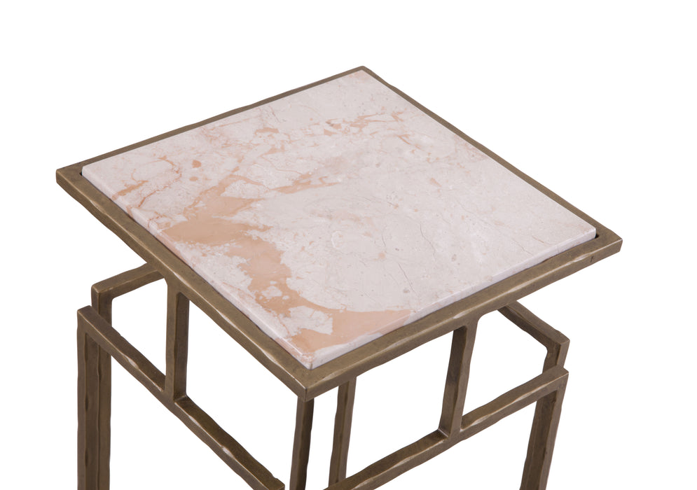 Audrey - Accent Table - Antique Brass/Italian Marble