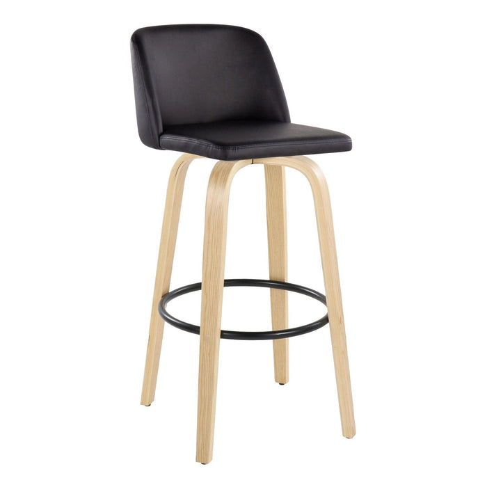 Toriano - 30" Faux Leather Fixed-height Barstool (Set of 2) - Black And Natural