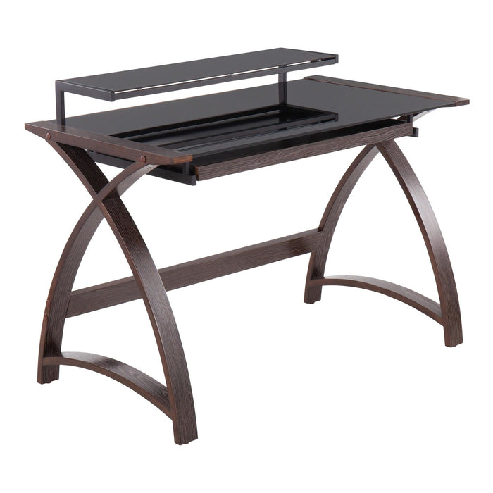 Bentley - Office Desk - Dark Gray Wood And Black Glass