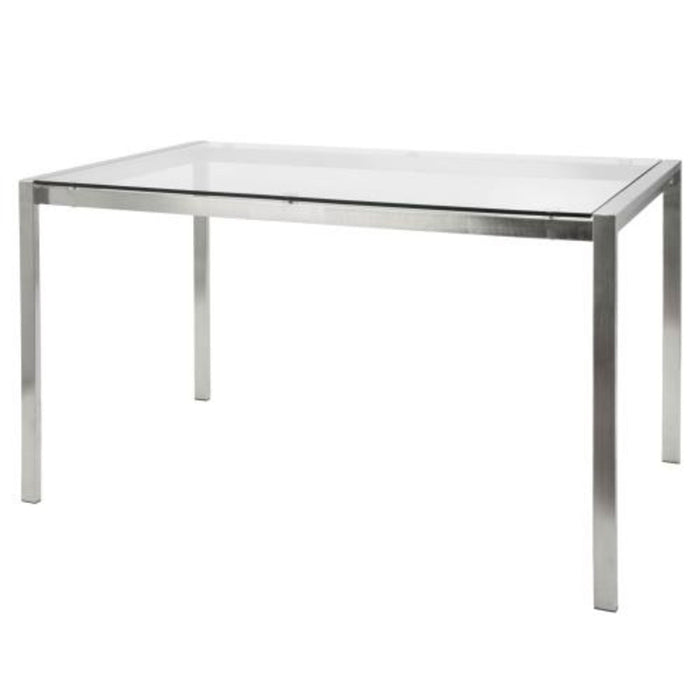 Fuji - Dining Table - Stainless Steel With Clear Glass Top