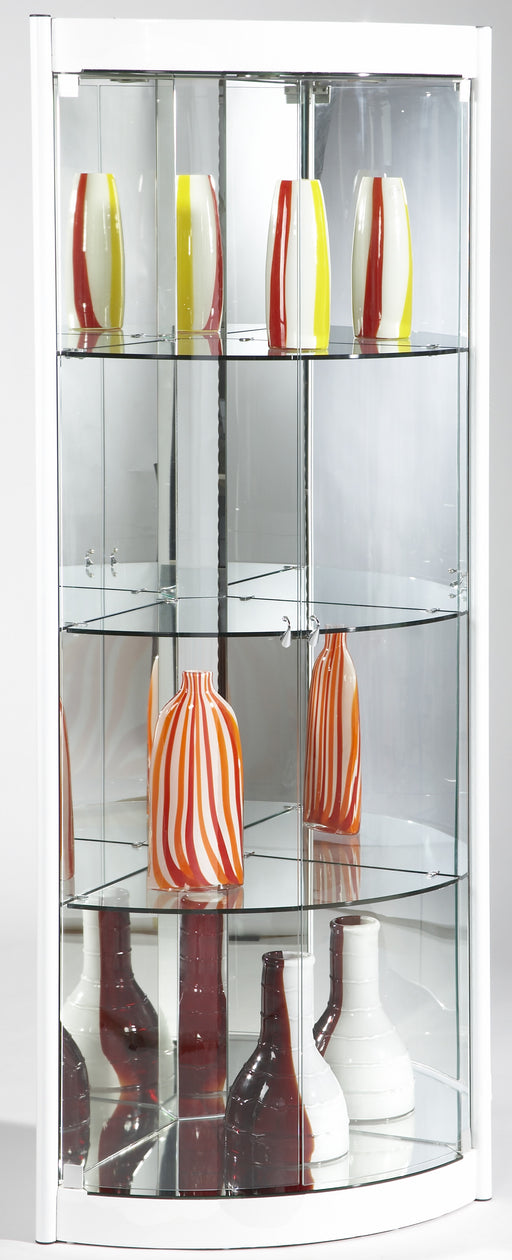 Chintaly 6617 CUR Corner Curio w/ Mirror Interior & LED Lights - White