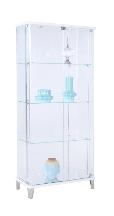 Chintaly 6639 CUR Starphire Glass Curio w/ Bent Glass Back