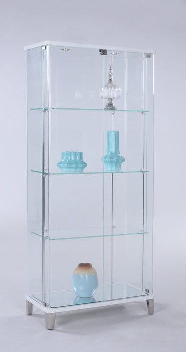 Chintaly 6639 CUR Starphire Glass Curio w/ Bent Glass Back