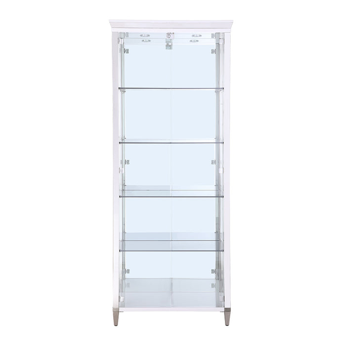 Chintaly 6652-CUR Contemporary Tempered Glass Curio w/ Shelves, Lighting & Locking Doors