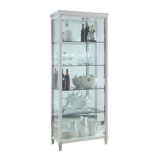 Chintaly 6652-CUR Contemporary Tempered Glass Curio w/ Shelves, Lighting & Locking Doors