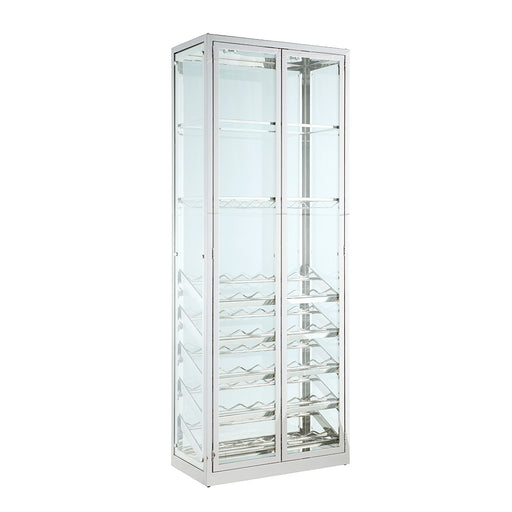Chintaly 6655 Contemporary Glass Curio w/ Wine & Stemware Racks