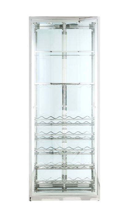 Chintaly 6655 Contemporary Glass Curio w/ Wine & Stemware Racks