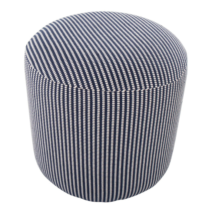 Round - Pouf - White And Blue