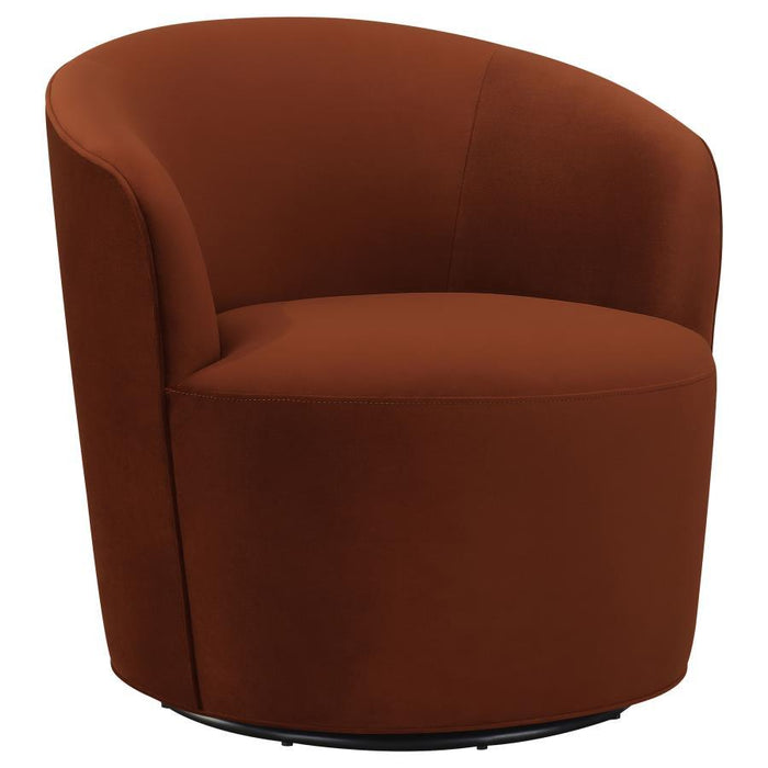 Joyce - Sloped Arms Swivel Chair - Burnt Orange